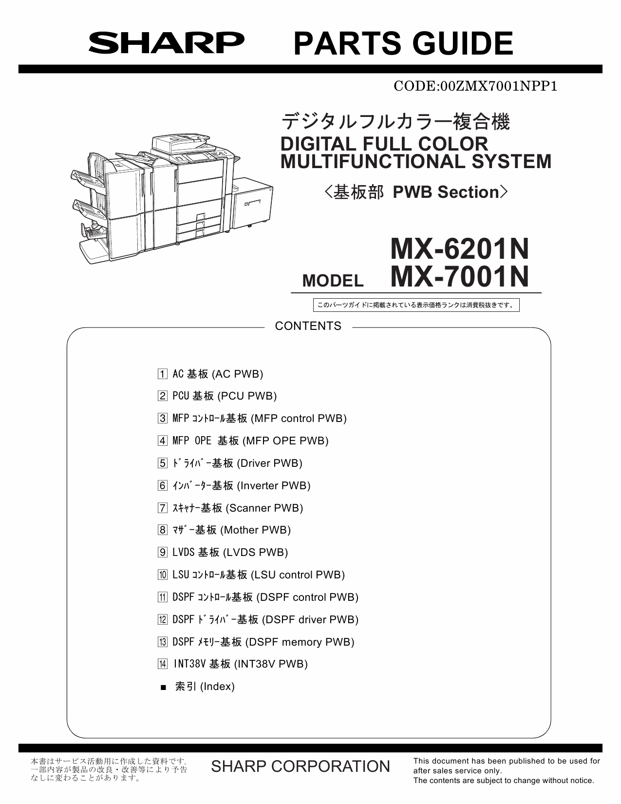 SHARP MX 6201 7001 N Parts Guide Manual-1